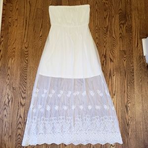 White strapless maxi dress